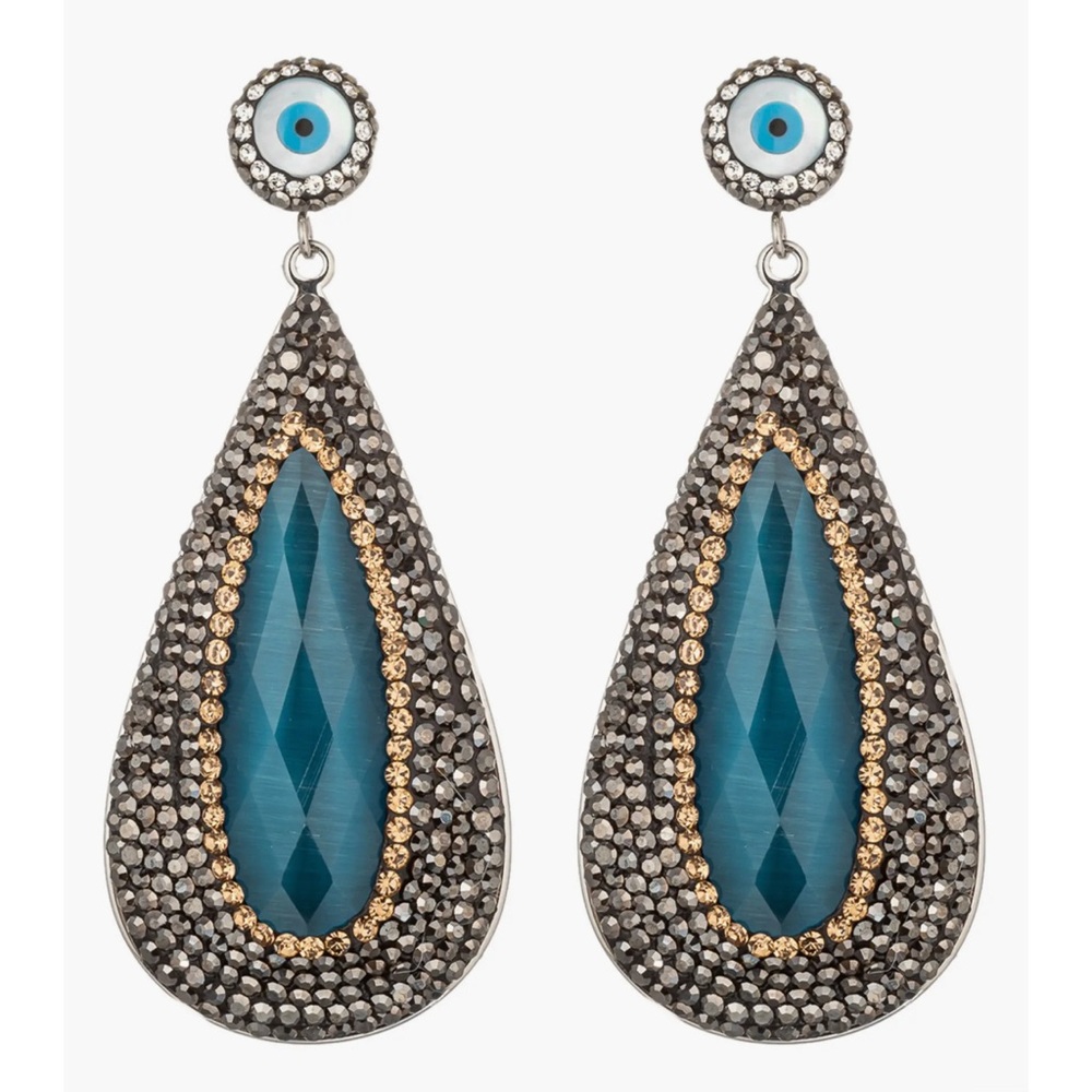 Eye Candy CZ Evil Eye Drop Earrings